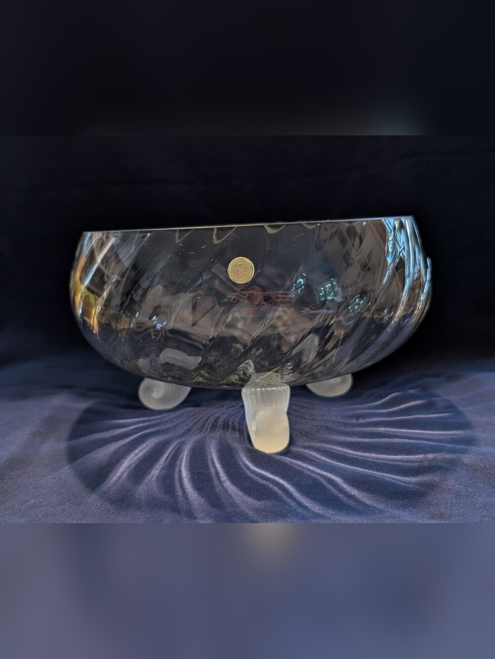 3 Footed Glass Bowl / made In Romania